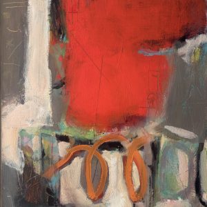 Abstract painting called 'Feeling The Heat' which is predominately red in colour